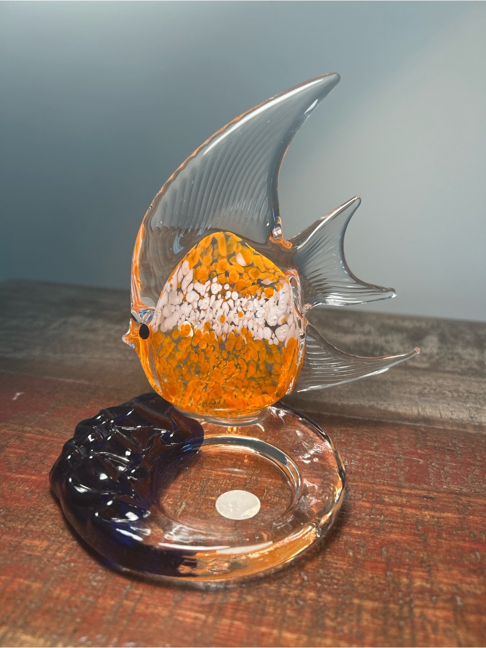 Vintage Partylite Art Glass Angle Fish Tea Light Candle Holder NEW